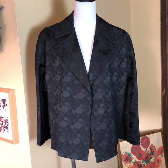 KASPER sz 16 OpenFront Blazer Jacket Graphic Polka Dot Round Fun Career $148 NEW - Picture 3 of 16